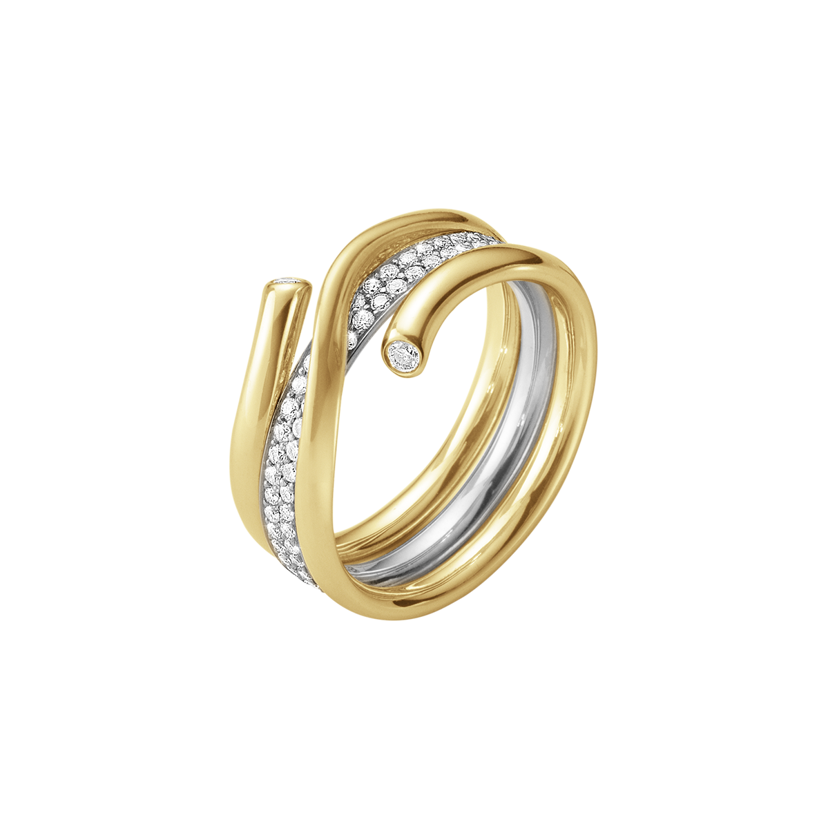 Magic combination of gold rings with white diamonds | Georg Jensen