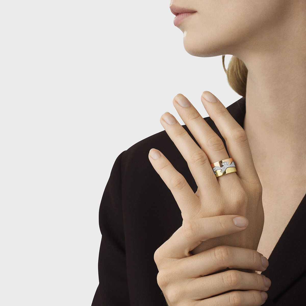 Fusion 3 piece 18kt. gold ring with brilliant cut diamonds | Georg