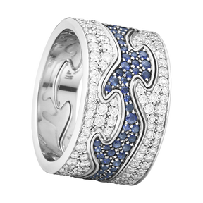 Fusion 3 piece ring with blue sapphire and diamonds | Georg Jensen