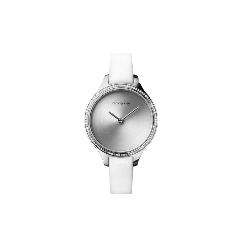 Concave Steel Watch With Diamonds For Women Georg Jensen