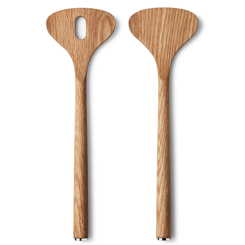 Georg Jensen Alfredo Salad Servers, Oak Wood