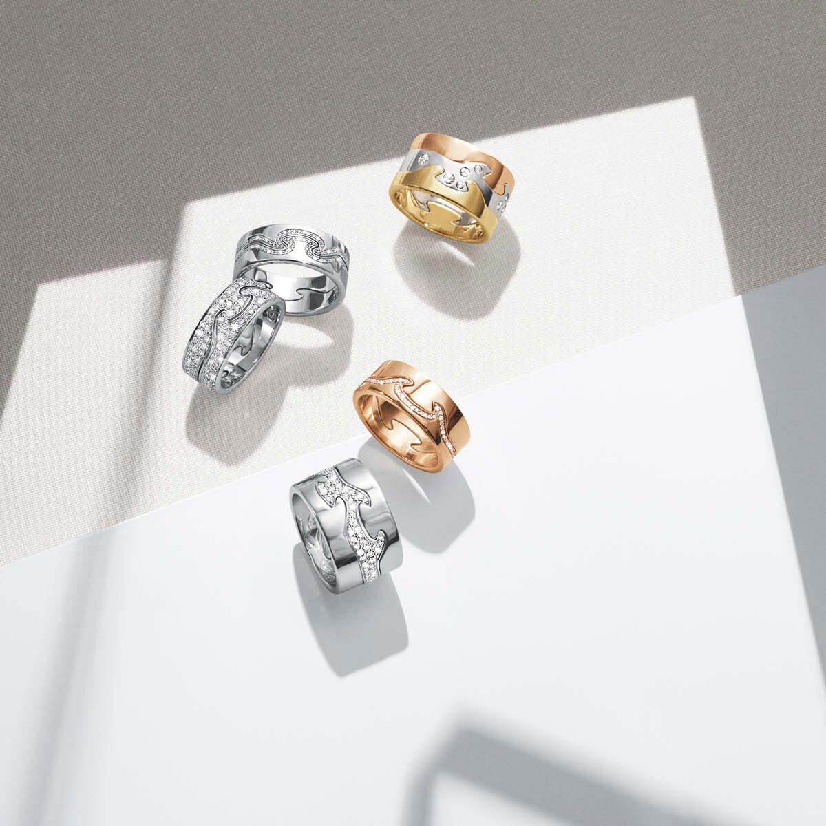 Fusion 3 piece 18kt. gold ring with brilliant cut diamonds | Georg Jensen