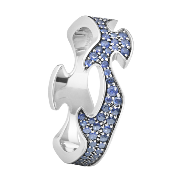 Fusion 3 piece ring with blue sapphire and diamonds | Georg Jensen
