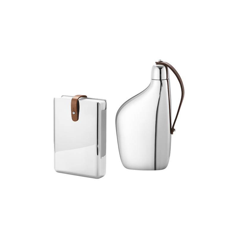Georg Jensen Sky Set: Playing Cards And Flask