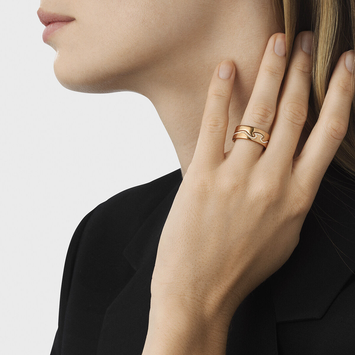 Fusion rose gold end ring with diamonds | Georg Jensen