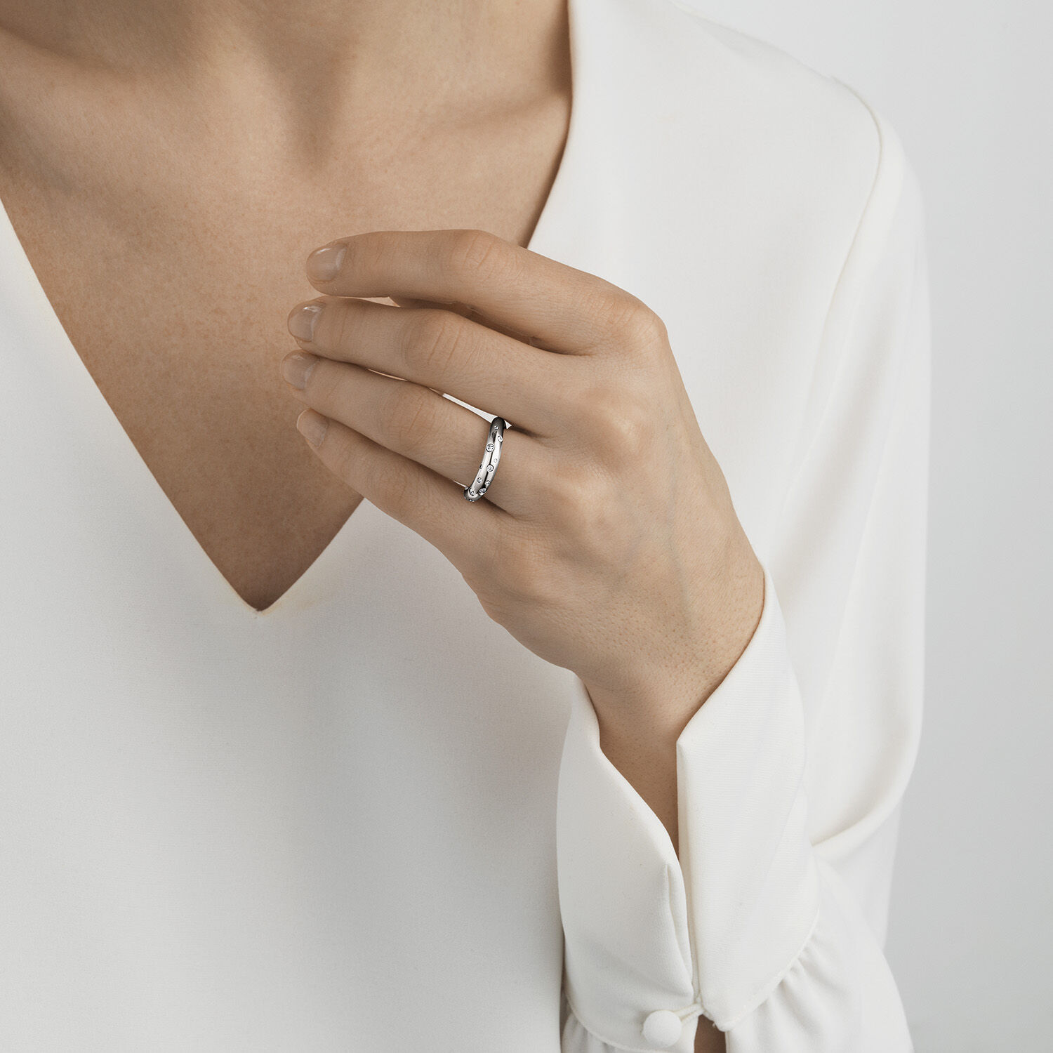 Offspring silver and diamond ring for women | Georg Jensen
