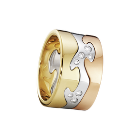 Fusion 3 piece 18kt. gold ring with brilliant cut diamonds | Georg