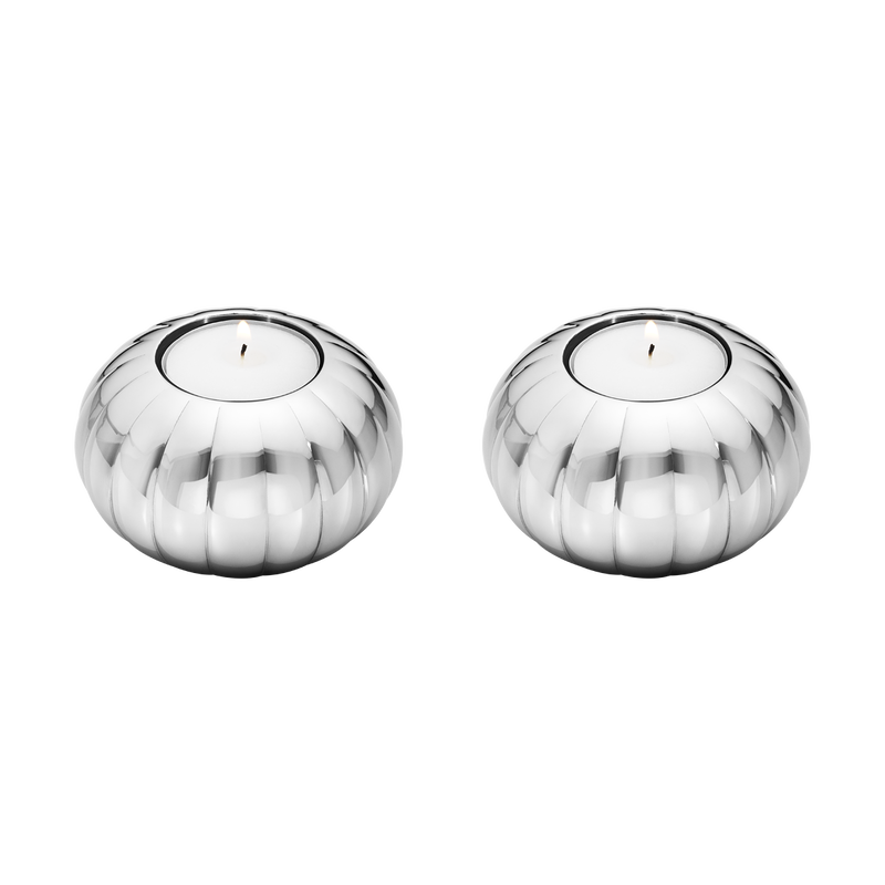 Georg Jensen Bernadotte Tealight Candleholders, 2 Pcs in Design Inspired By Sigvard Bernadotte